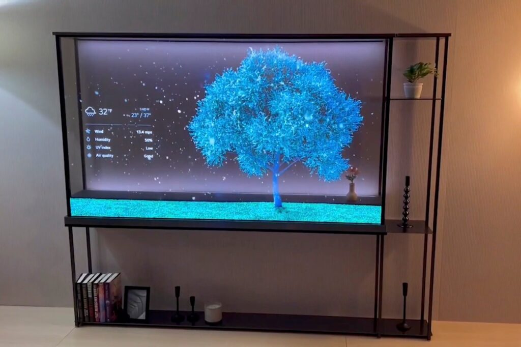 LG Signature TV Showing tree and weather hero