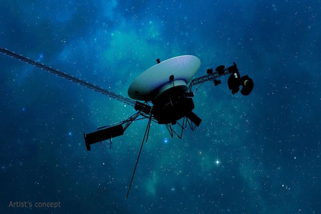 An artist's concept of the Voyager spacecraft.