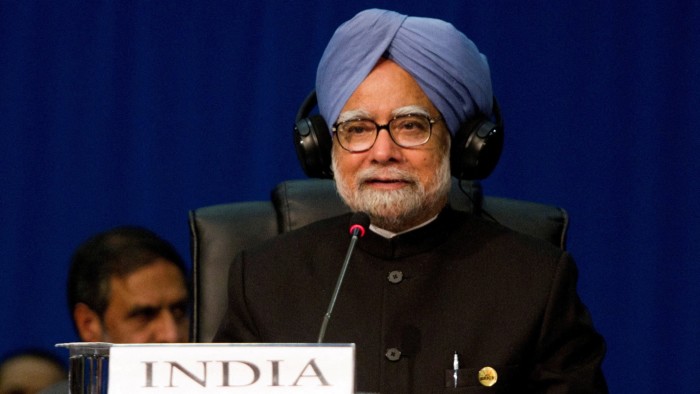 Indian Prime Minister Manmohan Singh makes closing remarks at a Brics summit in Durban in March 2013