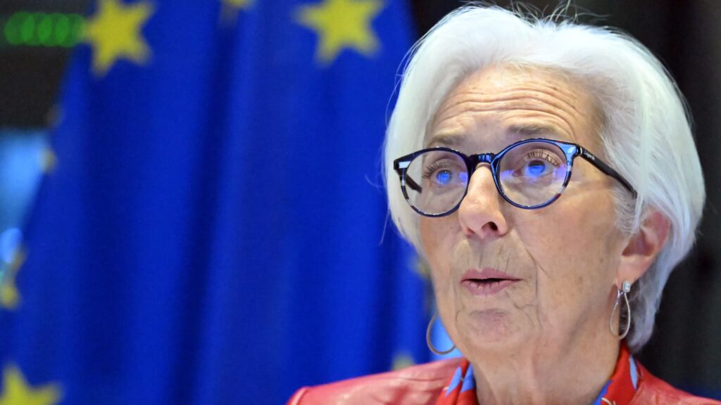 ECB President Christine Lagarde speaks after rate decision