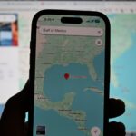 Google Maps on a smartphone displaying the Gulf of Mexico