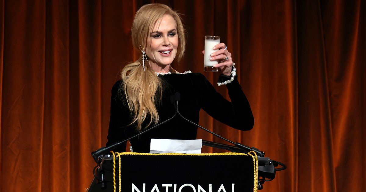 Nicole Kidman Chugs a Glass of Milk for Babygirl at Awards Show