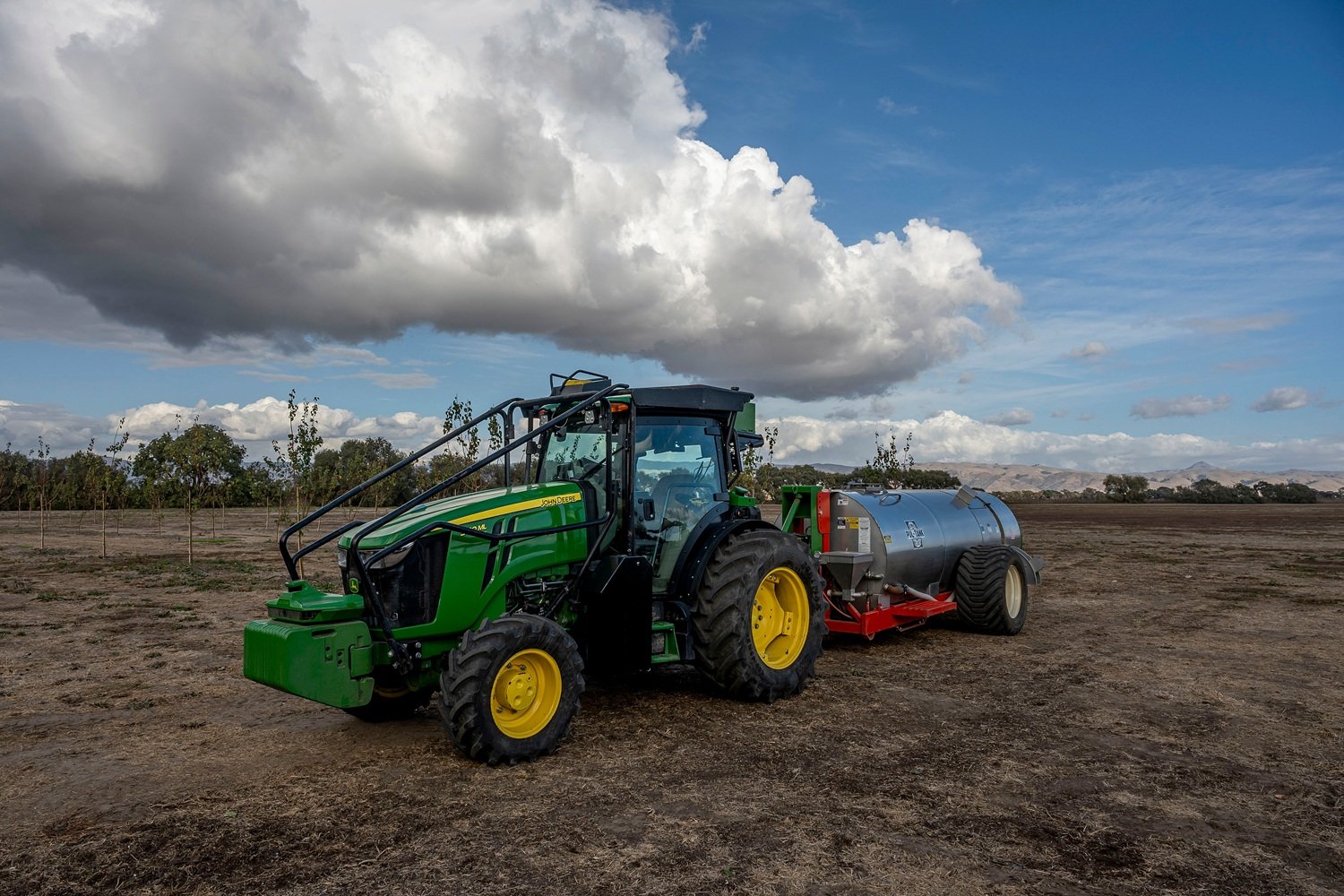 The John Deere autonomous orchard tractor during a Deere & Co. automation technology preview event in Gilroy, California, US, on Thursday, Nov. 14, 2024.