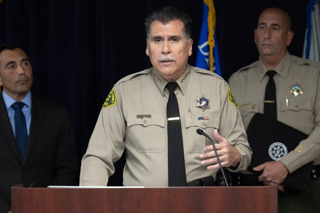 LA County Sheriff Robert Luna speaks at a press conference