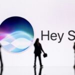 Silhouetted figures in front of a white background and the words "Hey Siri."