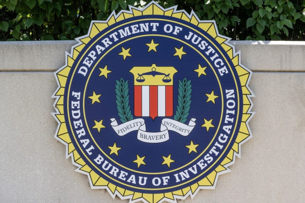 The FBI logo outside a building