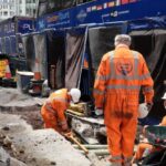 Thames Water workers digging in a road