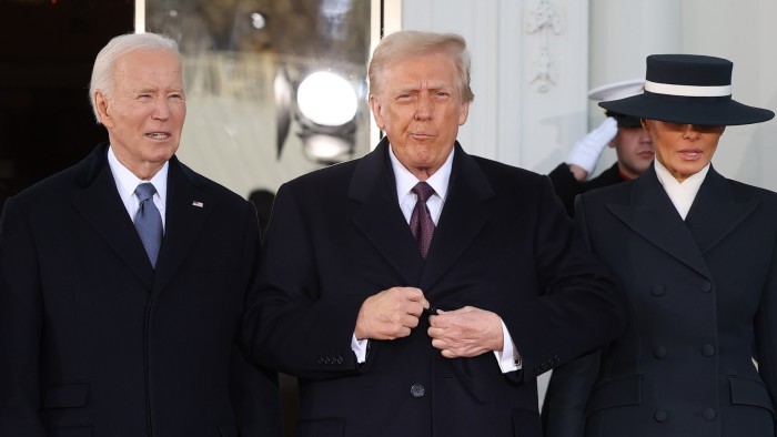 U.S. President Joe Biden welcomes U.S. President-elect Donald Trump and Melania Trump