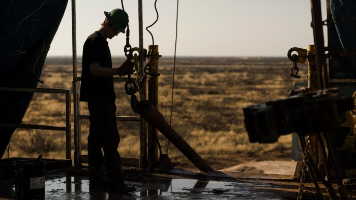 Endeavor Energy Resources’s drilling rig in the Permian basin outside of Midland, Texas, US