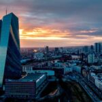 The European Central Bank is pictured during sunset in Frankfurt on Tuesday