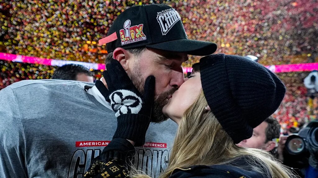 Travis Kelce, Taylor Swift celebrate Chiefs' AFC Championship win