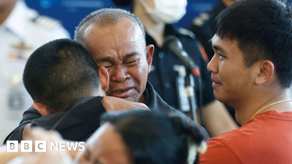 Emotional scenes as farm workers arrive in Bangkok