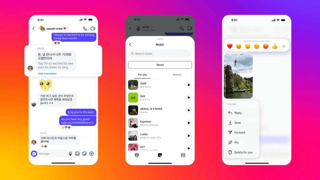 Instagram upgrades DMs with music-sharing, message scheduling, translation and more