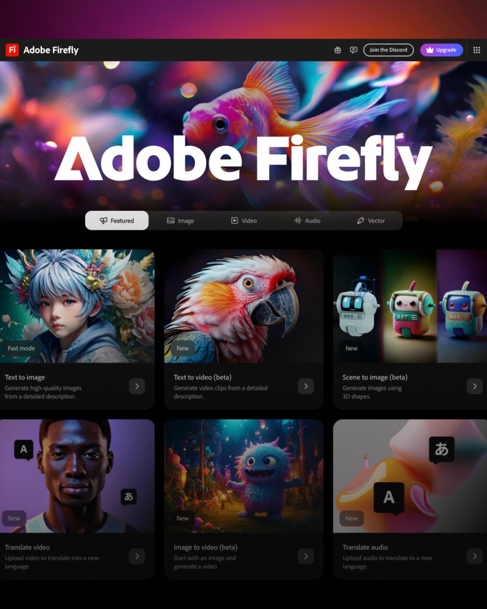 Adobe FireFly's new web application.