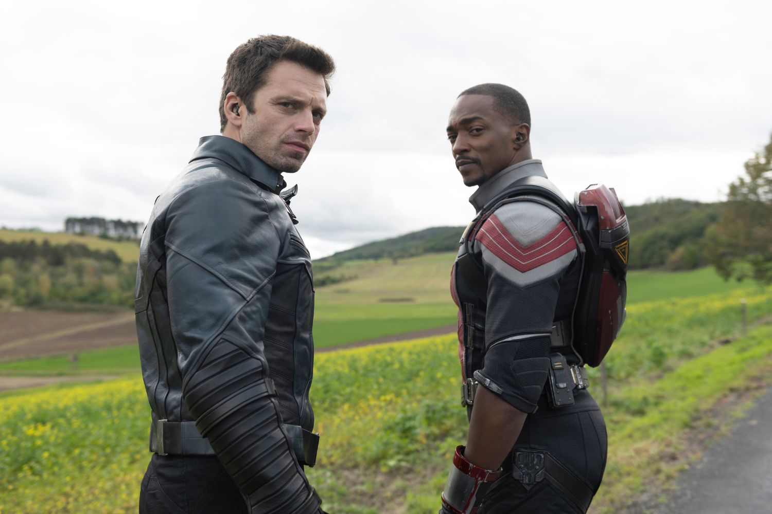 Bucky Barnes and Sam Wilson—seen here in their younger Disney+ days—reunite in Captain America: Brave New World.