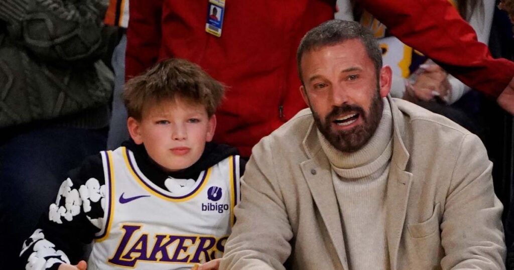 Ben Affleck and 12-Year-Old Son Samuel Sit Courtside at Lakers Game