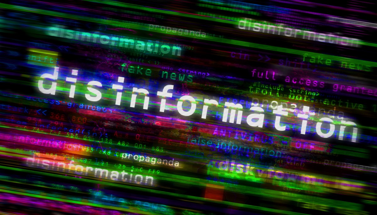 Disinformation media and abstract screen.