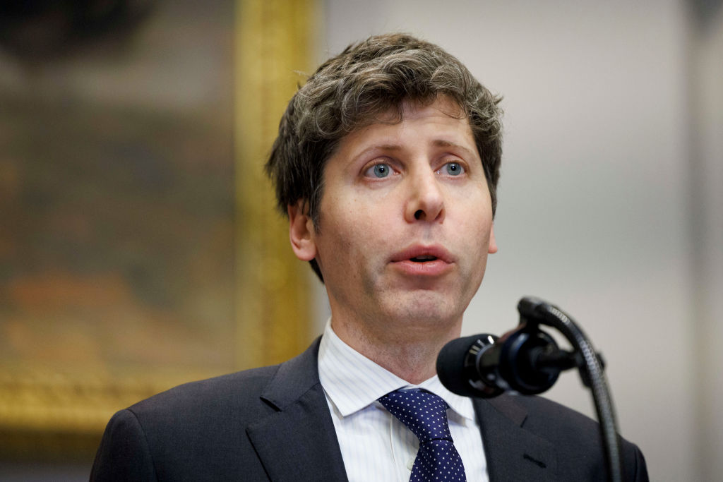 Sam Altman, chief executive officer of OpenAI Inc., speaks in the Roosevelt Room of the White House in Washington, DC, US, on Tuesday, Jan. 21, 2025. Trump announced a joint venture to fund artificial intelligence infrastructure worth billions of dollars with the leaders of Softbank Group Corp., OpenAI LLC, and Oracle Corp., an effort aimed at speeding development of the emerging technology. Photographer: Aaron Schwartz/Sipa/Bloomberg via Getty Images