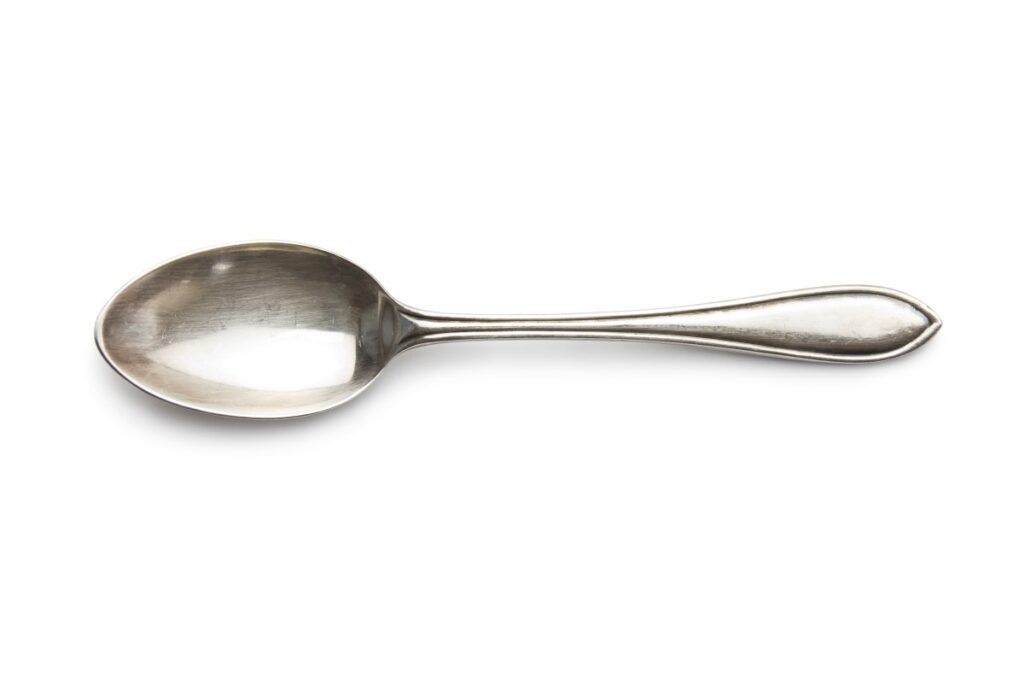 Image of a silver spoon against a white background to represent privilege.