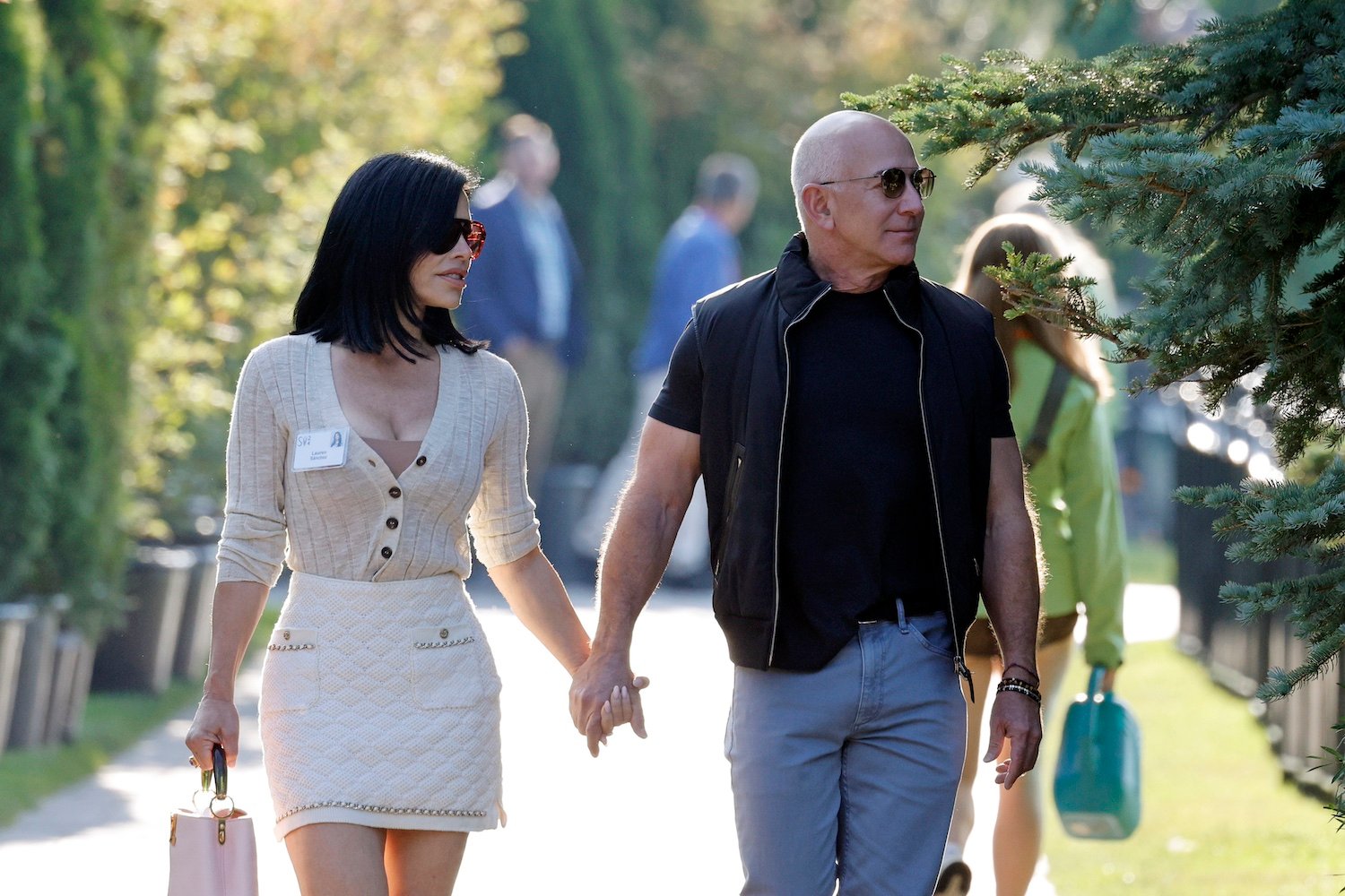 Jeff Bezos and Lauren Sanchez at a tech conference