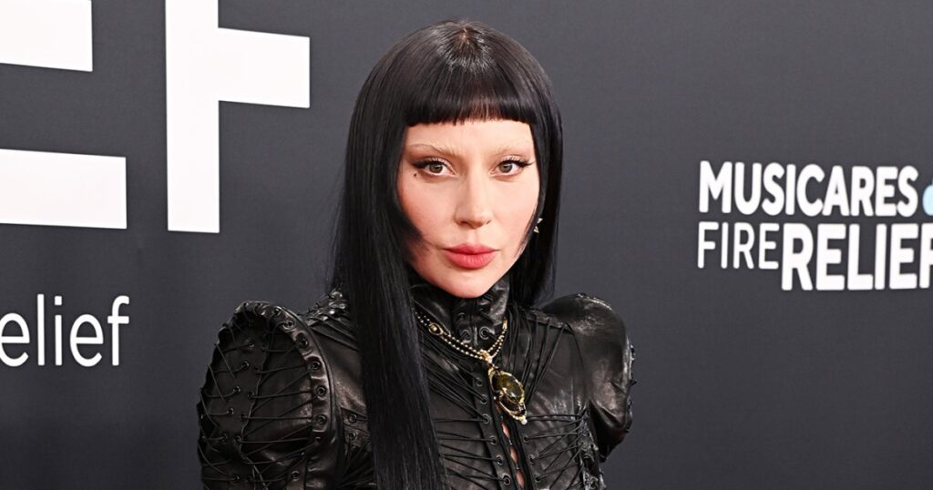 Lady Gaga Is Scary Chic in Goth-Glam Samuel Lewis at 2025 Grammys