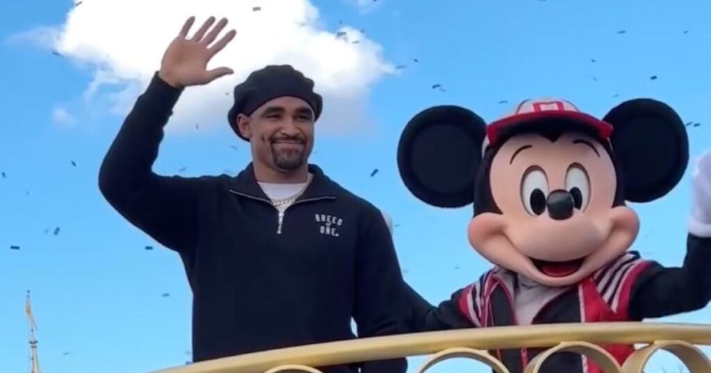 Super Bowl Champ Jalen Hurts Celebrate Eagles Win at Disney World