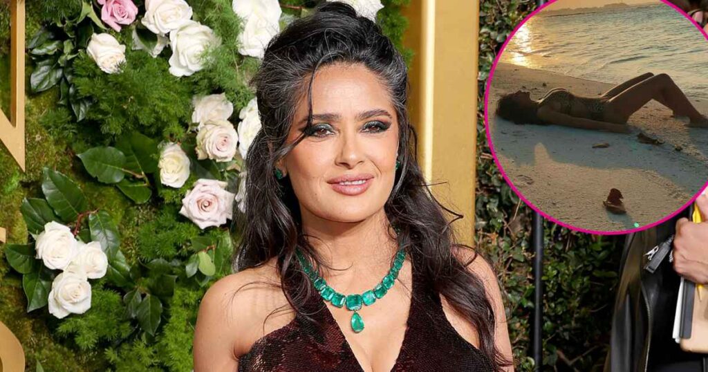 Salma Hayek Shows Off Her Curves in a Sexy Animal-Print Swimsuit