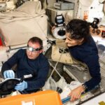 The two Starliner astronauts, Suni Williams and Butch Wilmore, inspect safety hardware aboard the International Space Station.