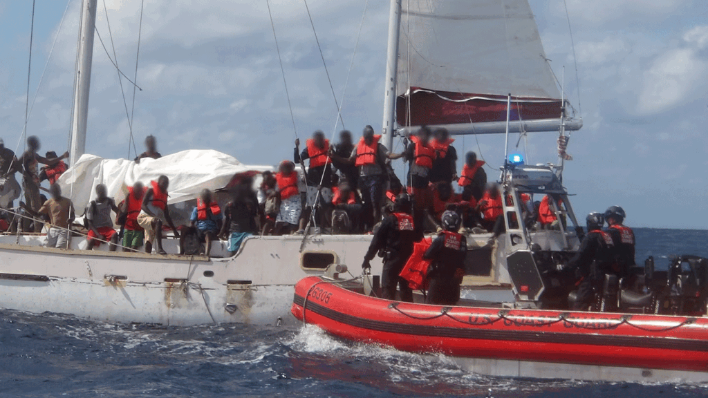 Coast Guard crew confronting Haitians