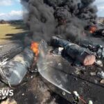 Czech Republic train fire seen in drone footage