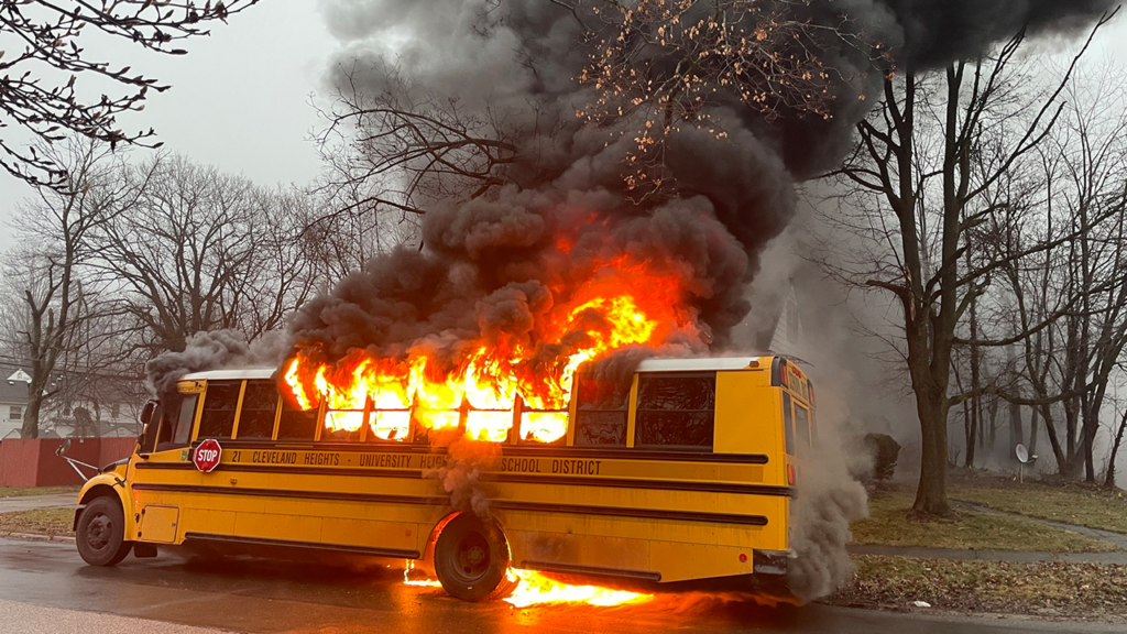 SEE IT: School bus engulfed in flames after driver's ‘quick response’ saves students from inferno