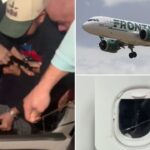 Video shows Frontier passenger tackled after allegedly banging window mid-flight