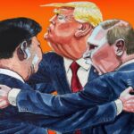 James Ferguson illustration of Putin, Trump and Xi scratching each other’s backs