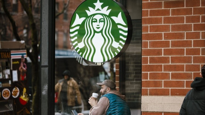 Starbucks’ logo at a coffee shop in New York