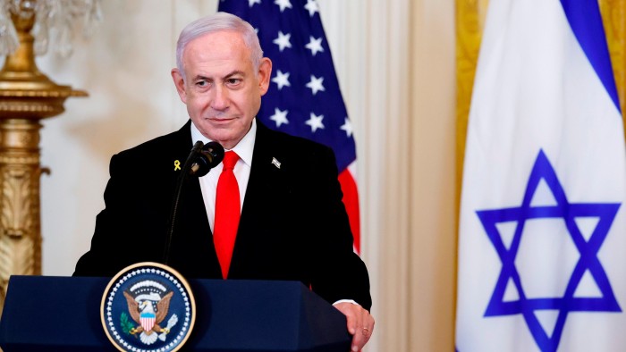 Israeli Prime Minister Benjamin Netanyahu speaks during a joint press conference with US President Donald Trump in the White House on Tuesday