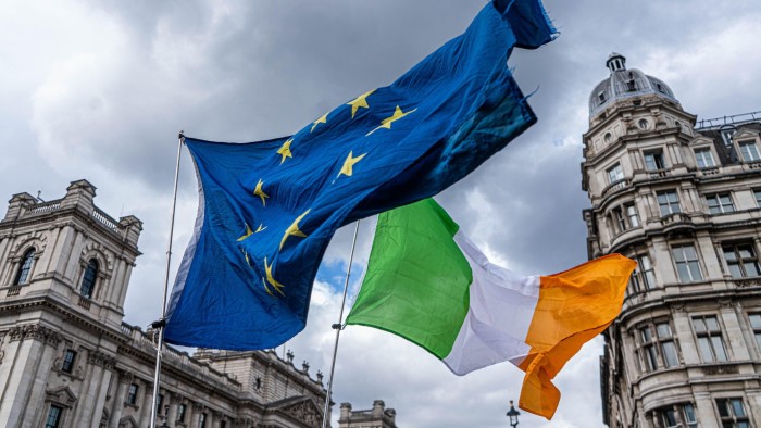 An EU and Irish flag