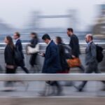 People walking across London Bridge