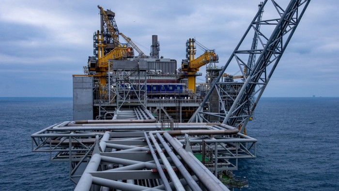 An Equinor oil drilling platform in the North Sea