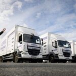 A driver after passing his HGV driving test at the National Driving Centre in Croydon in 2021