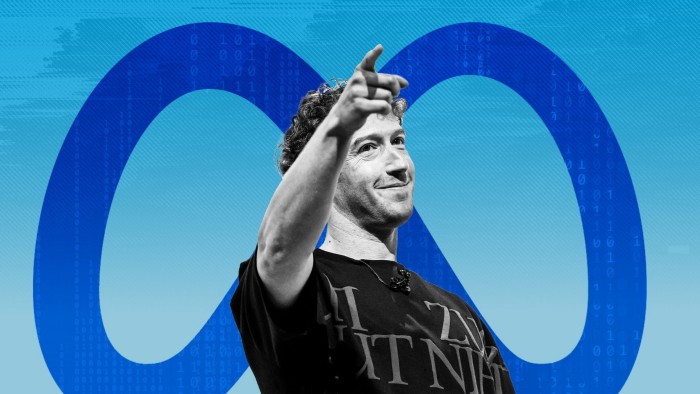 A montage of Mark Zuckerberg and the Meta logo in the background