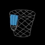 Ben Hickey illustration of mask hanging on the edge of a bin