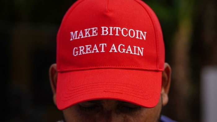 A red Make Bitcoin Great Again hat