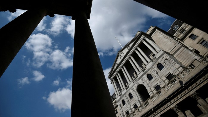 View of the Bank of England in London, England