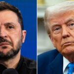 Volodymyr Zelenskyy 9(eft) and Donald Trump