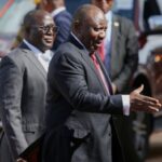 South African President Cyril Ramaphosa arrives for an Extra Ordinary SADC Summit in Harare, Zimbabwe