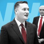 Montage shows Amanda Pritchard, Wes Streeting and Sir James Mackey against an NHS logo background