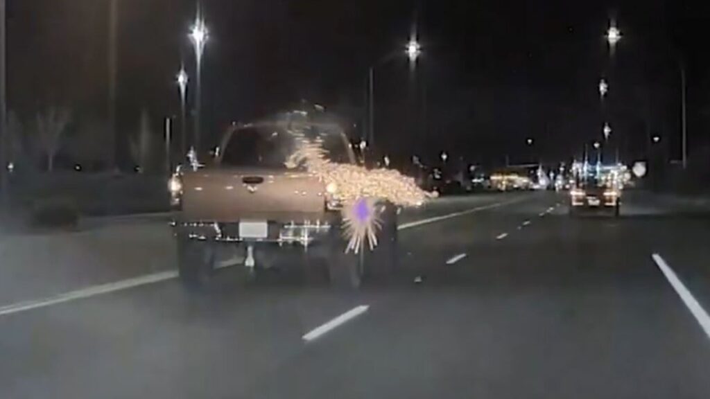 Pickup truck passenger shoots fireworks at car in alleged road rage incident