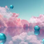 pink clouds, blue bubbles