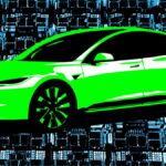 Render of a green Tesla