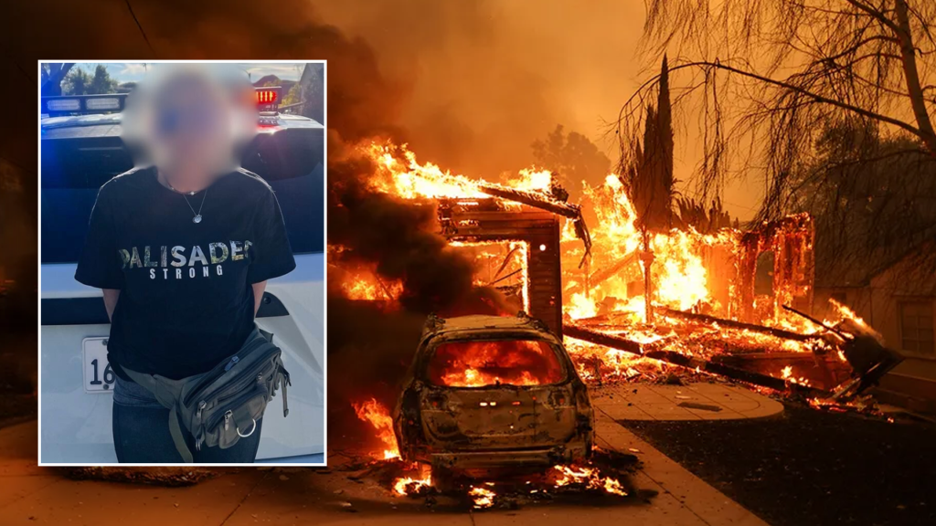 Woman accused of looting Palisades Fire area wearing "Palisades Strong" shirt